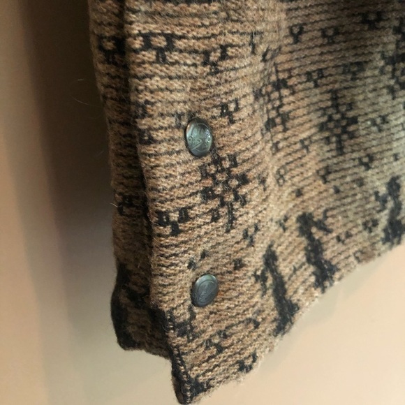 Vintage Woolrich Wool Snowflake Print Brown Hooded‎ Coat Size Medium - Picture 5 of 8